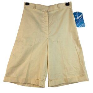 Wrangler Pony Size 8 High-Waist Pleated Cuffed Bermuda Shorts Retro Yellow USA